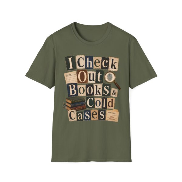 Book Lover T-Shirt — "I Check Out Books & Cold Cases" Graphic Tee