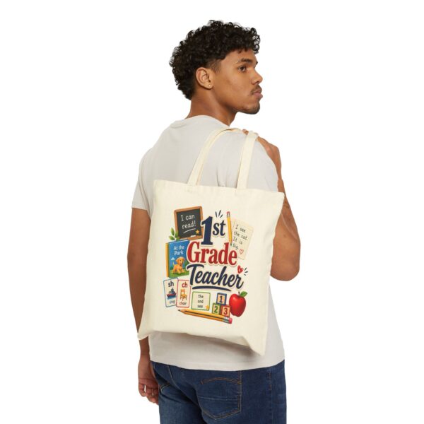 1st Grade Teacher Canvas Tote Bag — Cute School Supplies Teacher Appreciation Gift