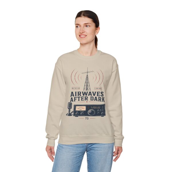 Airwaves After Dark Retro Radio Crewneck — Ham Radio Antenna Sweatshirt