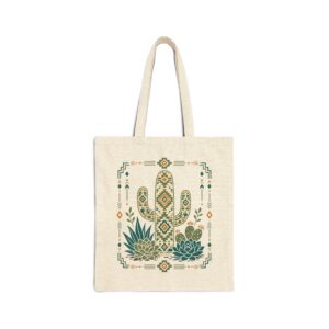 Southwestern Cactus Tote Bag — Boho Desert Succulent Canvas Tote