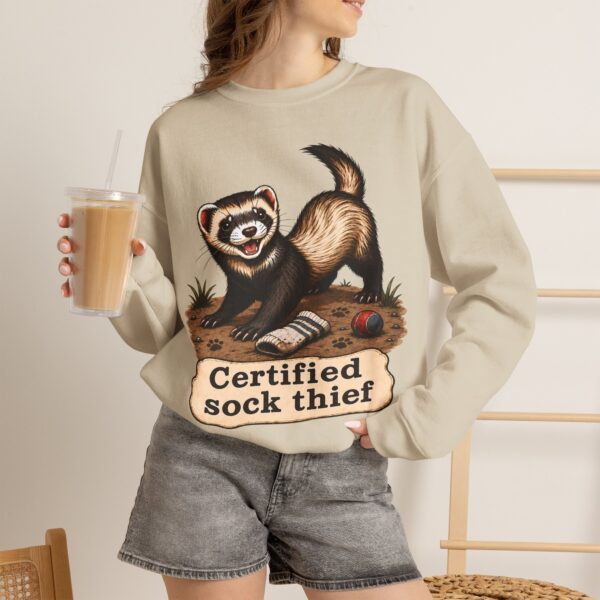 Certified Sock Thief Sweatshirt — Cute Ferret/Weasel Graphic Crewneck