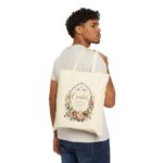 Floral Scripture Quote Cotton Canvas Tote