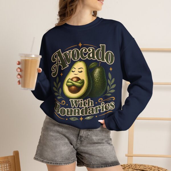 Avocado With Boundaries Crewneck Sweatshirt — Funny Avocado Graphic Pullover