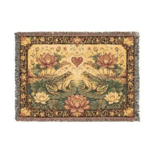 Frog & Lilypad Woven Blanket — Floral Pond Throw