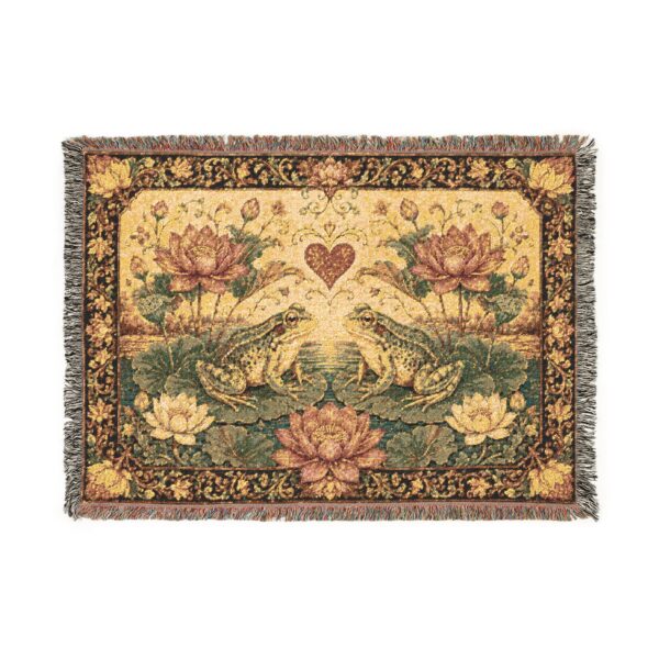 Frog & Lilypad Woven Blanket — Floral Pond Throw