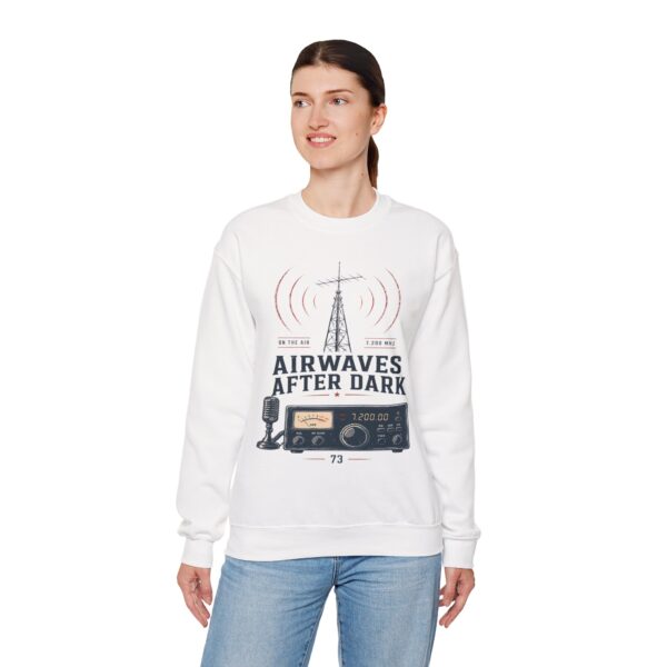 Airwaves After Dark Retro Radio Crewneck — Ham Radio Antenna Sweatshirt