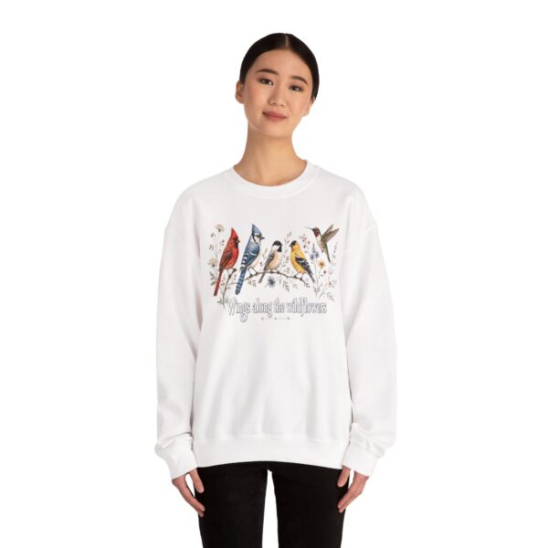 Birds of Winter "Wings Along the Wildflowers" Crewneck Sweatshirt