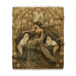 Art Nouveau Queen with White Cats Sherpa Fleece Blanket — Elegant Decorative Throw