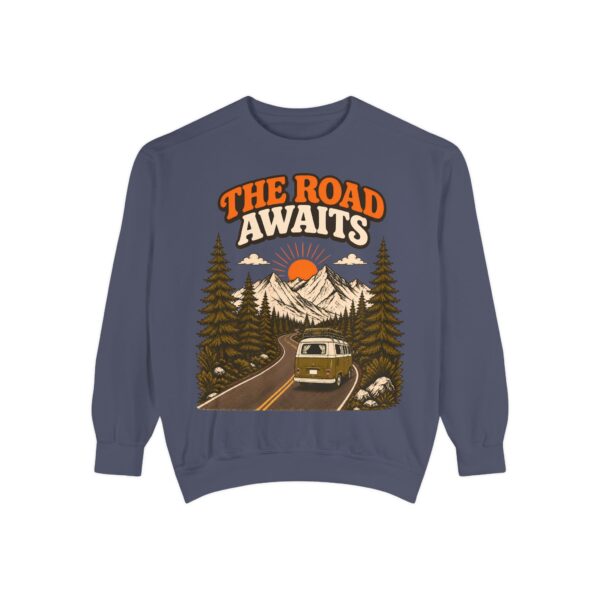 The Road Awaits Vintage Camper Sweatshirt — Adventure Crewneck