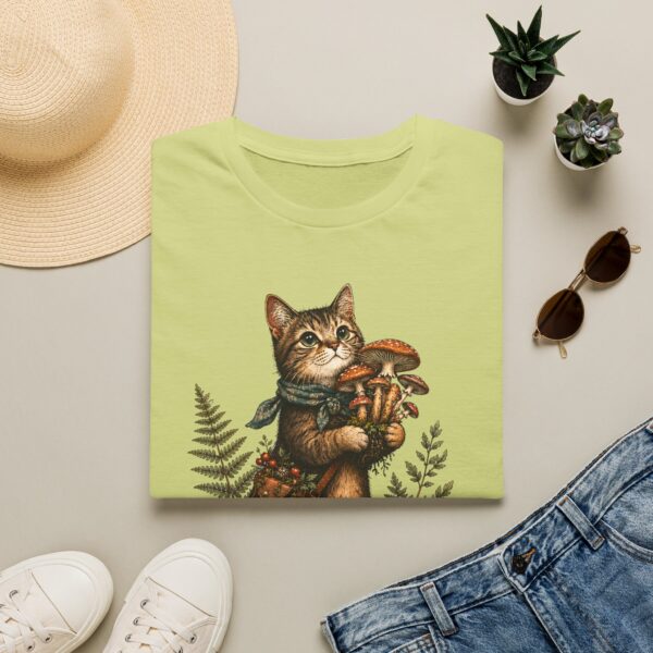 Cat Forager T-Shirt — Cute Kitten Holding Mushrooms “Forage Mode”