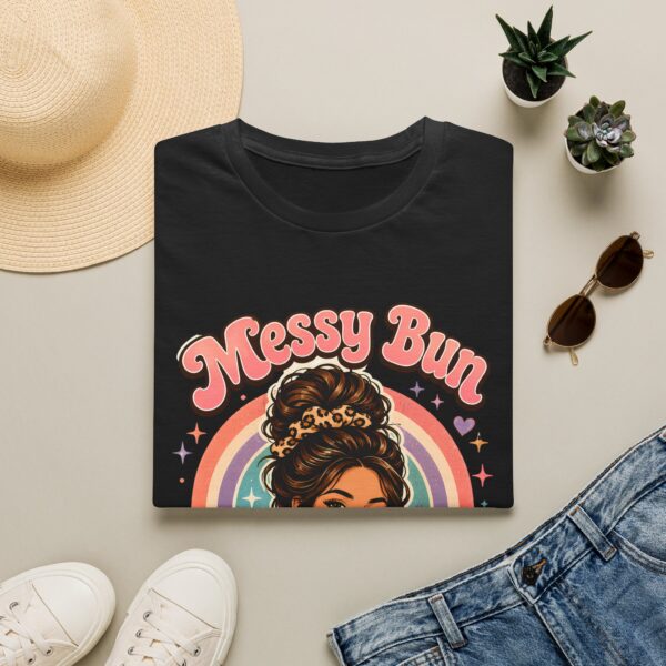 Messy Bun Magic Retro Rainbow Hair Lover T‑Shirt