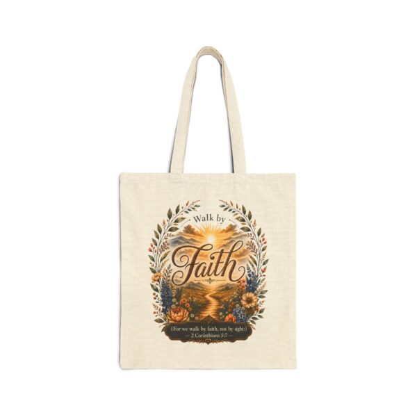 Walk by Faith Sunflower Canvas Tote Bag — Faith Inspirational Shopper