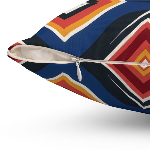 Square Pillow - Blue, Black, Orange, and Yellow Diamond Print