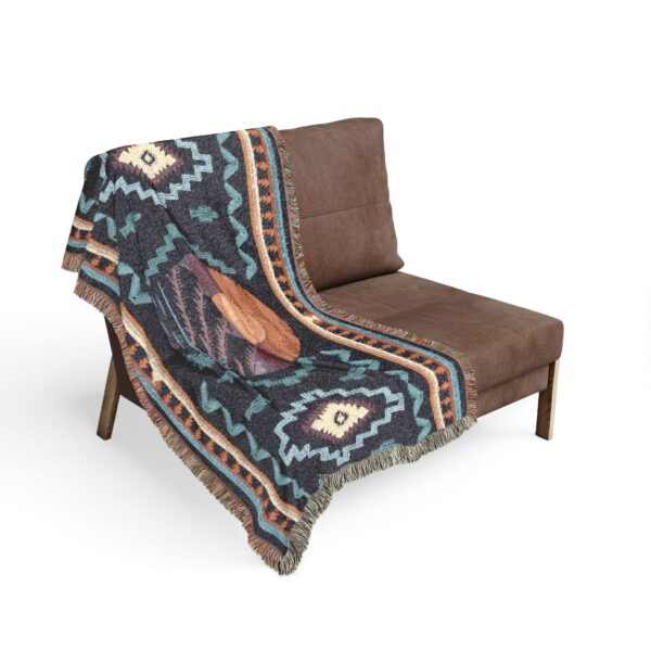 Woven Blanket - Southwestern Mountain Scene Blanket with Geometric Shapes