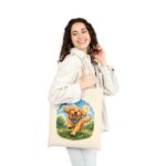 Happy Golden Retriever Running in Sunshine Canvas Tote Bag