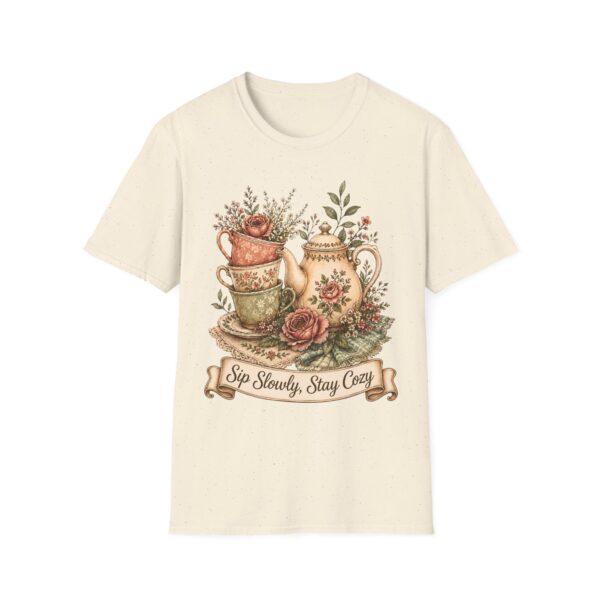 Tea Time Floral T-Shirt — "Sip Slowly, Stay Cozy" Vintage Teapot Tee