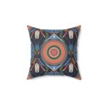 Square Pillow Tribal Art Design Pink Green White Light Blue Pattern