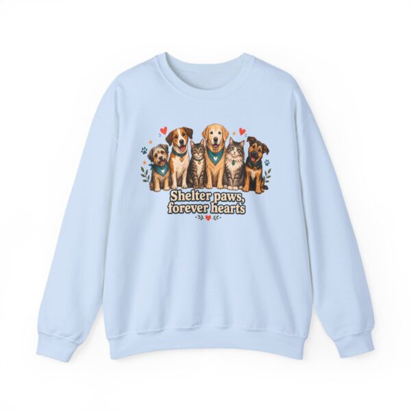 Shelter Paws Crewneck Sweatshirt — "Shelter Paws, Forever Hearts" Rescue Dog & Cat Pullover