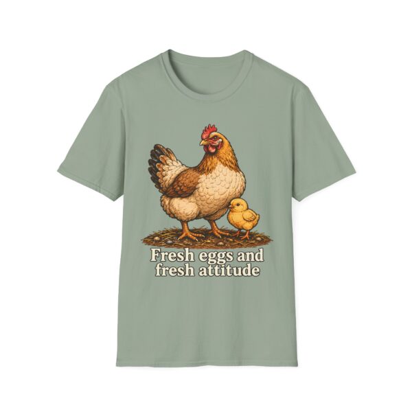 Chicken Farm T-Shirt — "Fresh Eggs and Fresh Attitude" Hen & Chick Tee