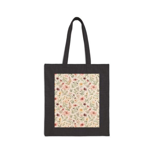 Vintage Wildflower Pattern Tote Bag | Floral Canvas Market Bag