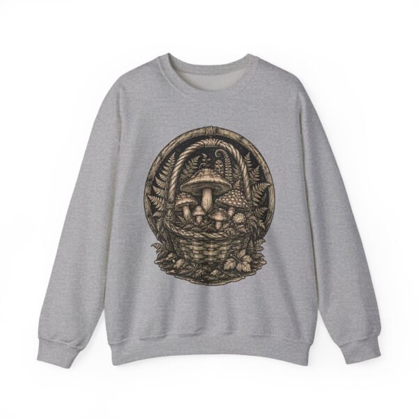 Vintage Woodcut Mushroom Basket Crewneck Sweatshirt