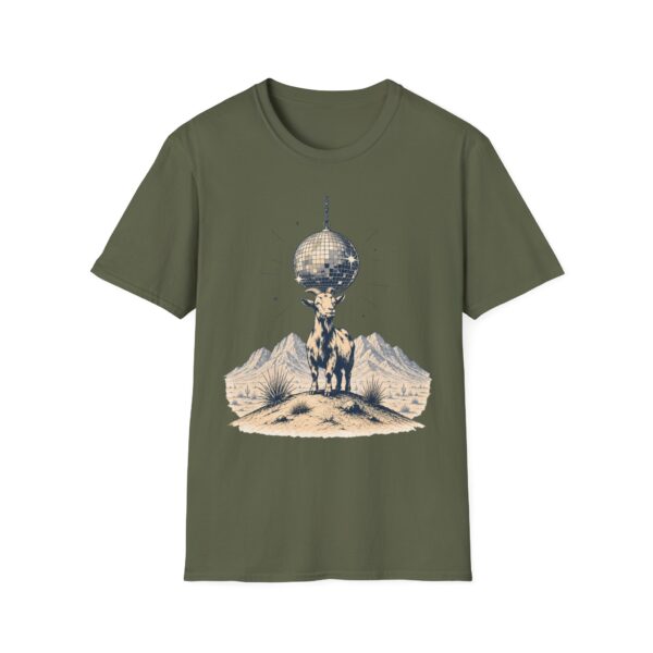 Goat Disco T-Shirt — Retro Monochrome 'Unfazed Goat' Graphic