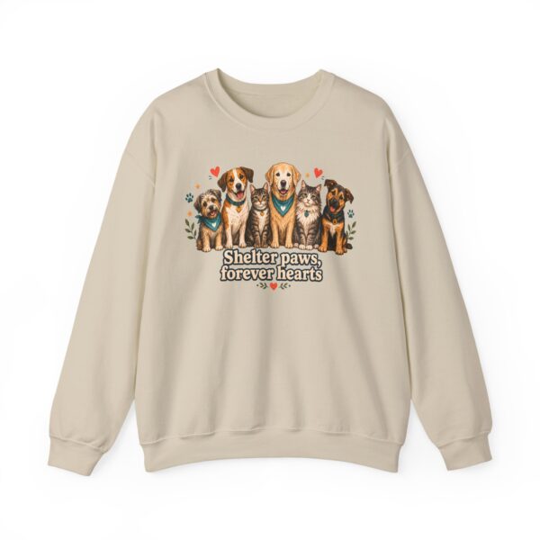 Shelter Paws Crewneck Sweatshirt — "Shelter Paws, Forever Hearts" Rescue Dog & Cat Pullover