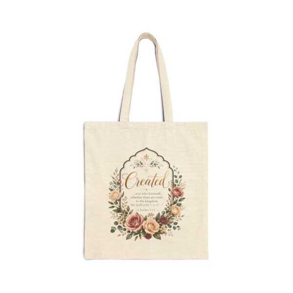 Floral Scripture Quote Cotton Canvas Tote