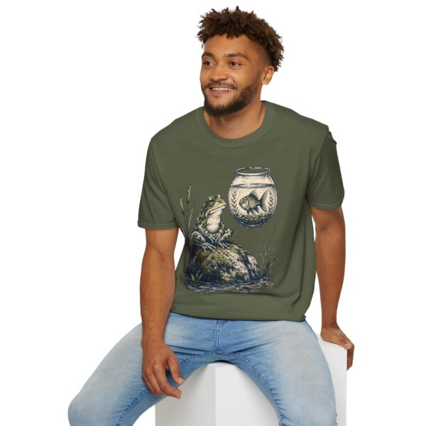 Vintage Frog & Floating Fishbowl T-Shirt — Whimsical Nature Tee