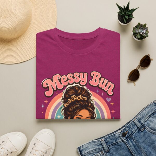 Messy Bun Magic Retro Rainbow Hair Lover T‑Shirt