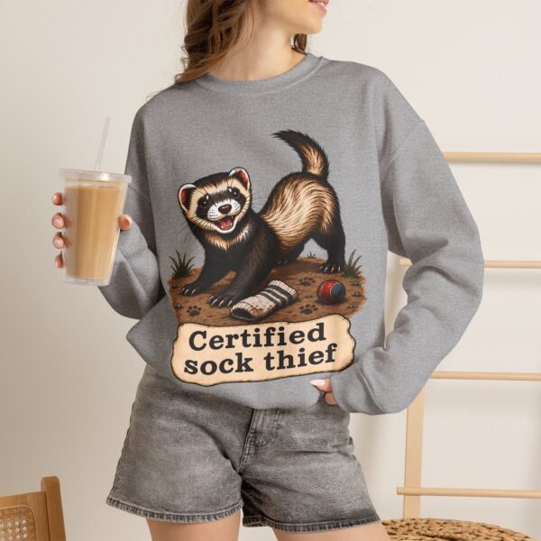 Certified Sock Thief Sweatshirt — Cute Ferret/Weasel Graphic Crewneck