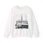 Airwaves After Dark Retro Radio Crewneck — Ham Radio Antenna Sweatshirt