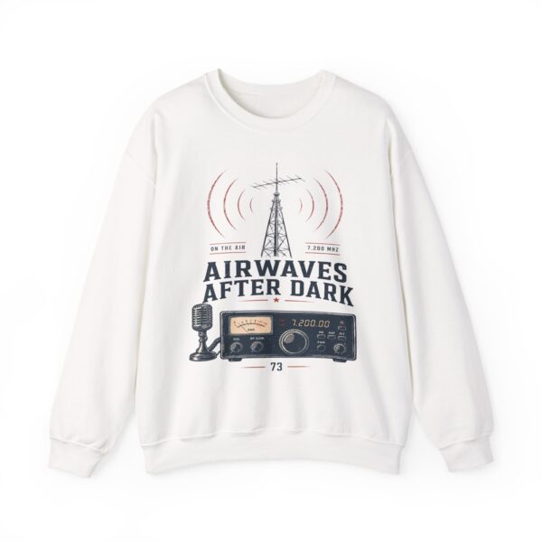Airwaves After Dark Retro Radio Crewneck — Ham Radio Antenna Sweatshirt