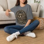 Vintage Mushroom Basket T-Shirt — Botanical Fungi Illustration Tee