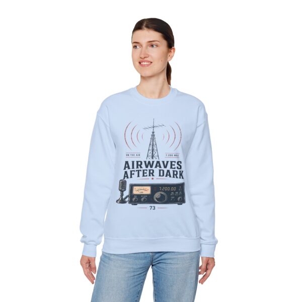 Airwaves After Dark Retro Radio Crewneck — Ham Radio Antenna Sweatshirt
