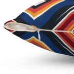 Square Pillow - Blue, Black, Orange, and Yellow Diamond Print