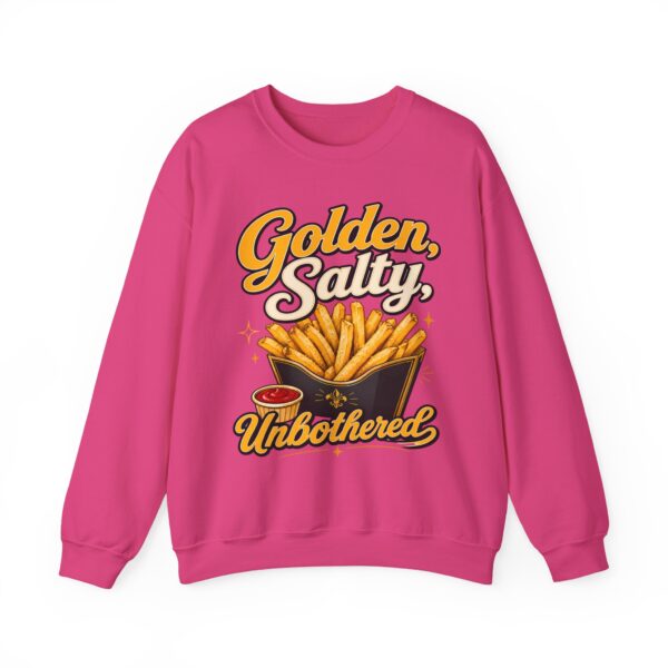 French Fry Crewneck Sweatshirt — "Golden, Salty, Unbothered" Graphic