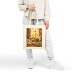 Cozy Window Cat Canvas Tote Bag — Cute Cat Lovers Cotton Canvas Tote