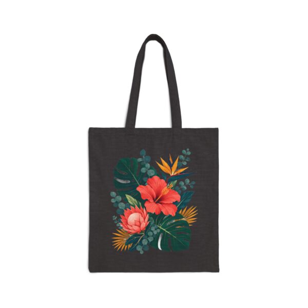 Tropical Hibiscus Floral Tote Bag | Monstera Leaves Beachy Canvas