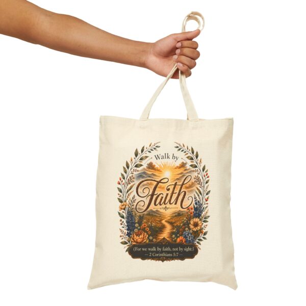 Walk by Faith Sunflower Canvas Tote Bag — Faith Inspirational Shopper