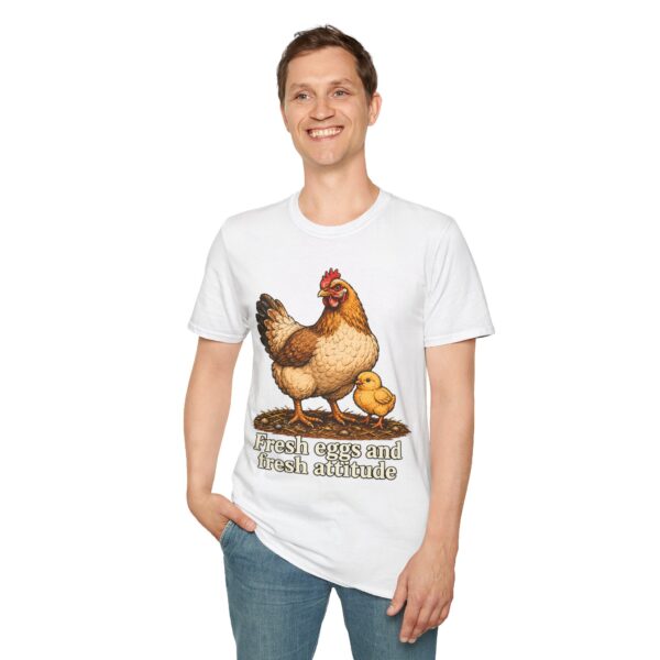 Chicken Farm T-Shirt — "Fresh Eggs and Fresh Attitude" Hen & Chick Tee