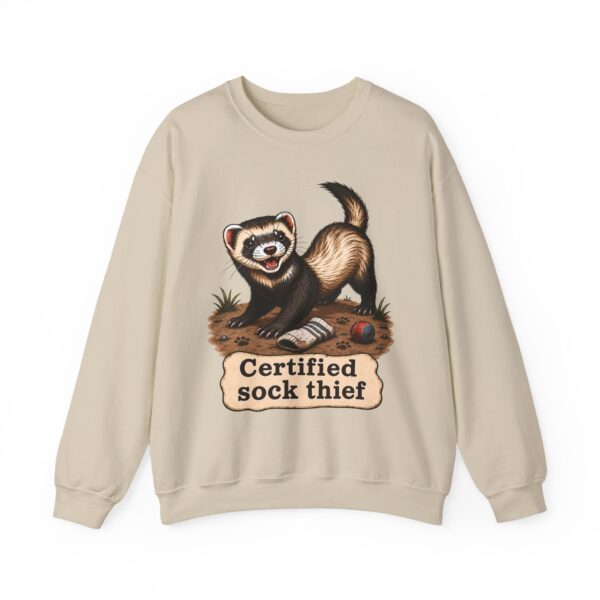 Certified Sock Thief Sweatshirt — Cute Ferret/Weasel Graphic Crewneck