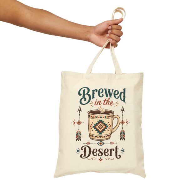Brewed in the Desert Canvas Tote – Southwestern Coffee Lover Bag
