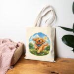Happy Golden Retriever Running in Sunshine Canvas Tote Bag