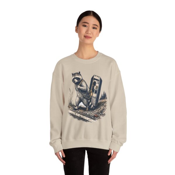 Raccoon in Ditch Vintage Crewneck Sweatshirt — Retro Payphone Graphic
