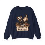 Certified Sock Thief Sweatshirt — Cute Ferret/Weasel Graphic Crewneck