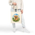 Happy Golden Retriever Running in Sunshine Canvas Tote Bag
