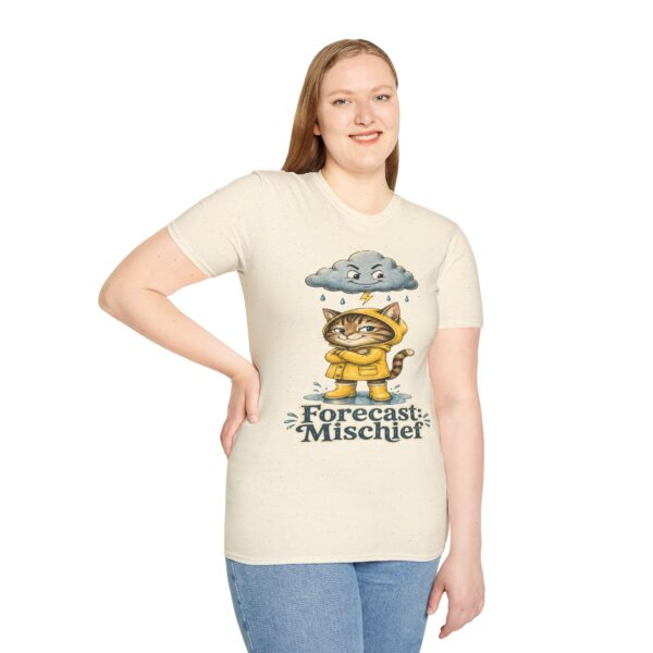 Cat Forecast T-Shirt — "Forecast: Mischief" Cute Rainy Day Cat Tee