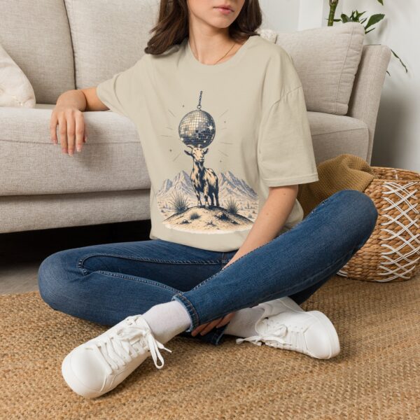Goat Disco T-Shirt — Retro Monochrome 'Unfazed Goat' Graphic