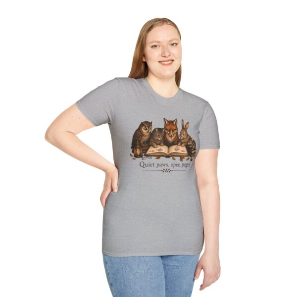 Reading Forest Animals T-Shirt — "Quiet Paws, Open Pages" Book Lover Tee